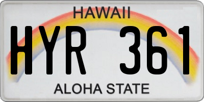HI license plate HYR361