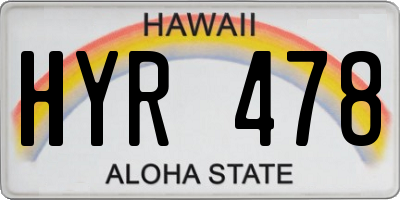 HI license plate HYR478