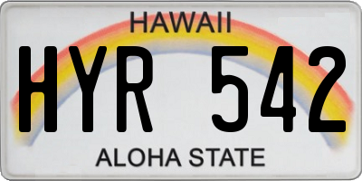 HI license plate HYR542