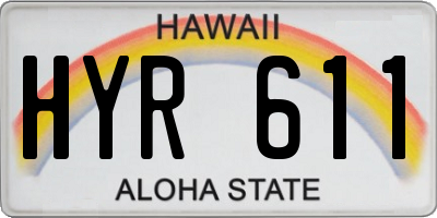 HI license plate HYR611