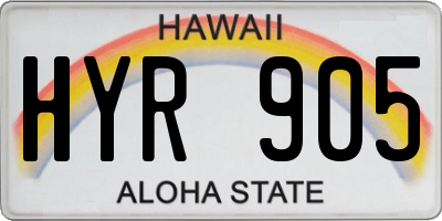 HI license plate HYR905