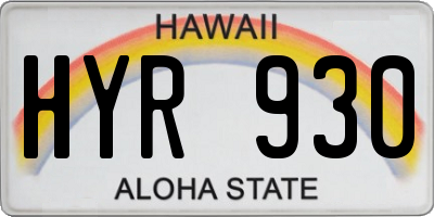 HI license plate HYR930