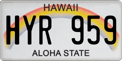 HI license plate HYR959