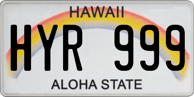 HI license plate HYR999