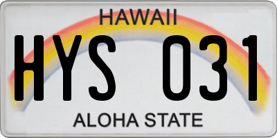 HI license plate HYS031