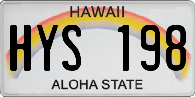 HI license plate HYS198