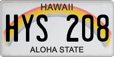HI license plate HYS208
