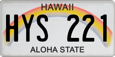 HI license plate HYS221