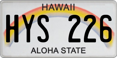 HI license plate HYS226