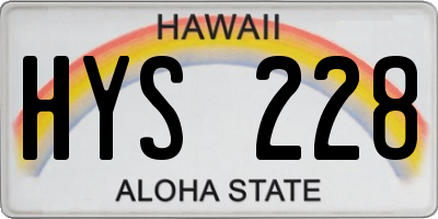 HI license plate HYS228
