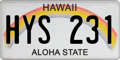 HI license plate HYS231