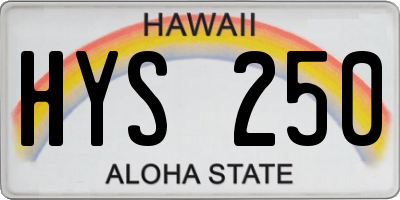 HI license plate HYS250