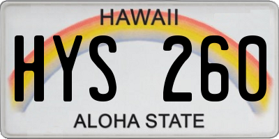 HI license plate HYS260
