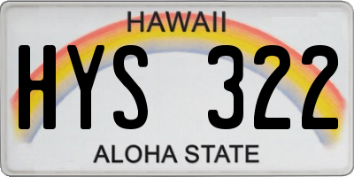 HI license plate HYS322