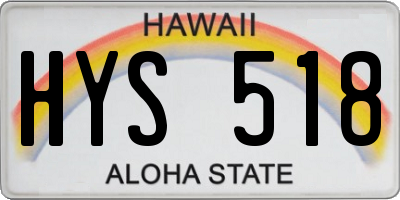 HI license plate HYS518