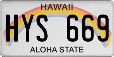 HI license plate HYS669