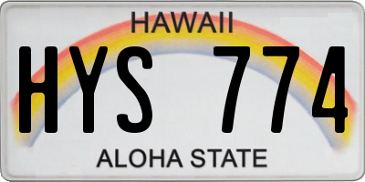 HI license plate HYS774