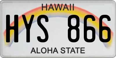 HI license plate HYS866
