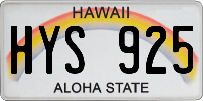 HI license plate HYS925