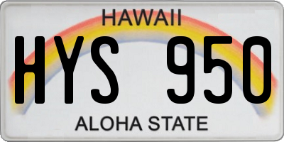 HI license plate HYS950