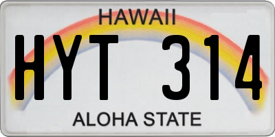 HI license plate HYT314