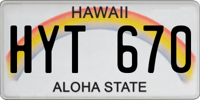 HI license plate HYT670