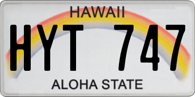 HI license plate HYT747