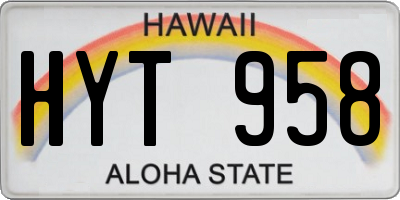 HI license plate HYT958
