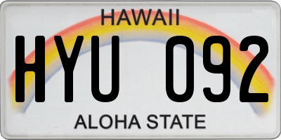 HI license plate HYU092