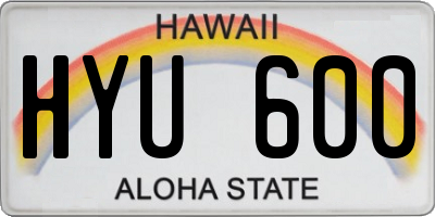 HI license plate HYU600