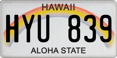 HI license plate HYU839