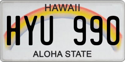 HI license plate HYU990