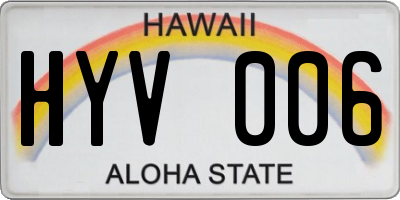 HI license plate HYV006
