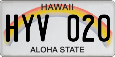 HI license plate HYV020