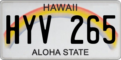HI license plate HYV265