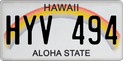 HI license plate HYV494