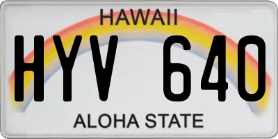 HI license plate HYV640