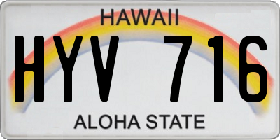 HI license plate HYV716