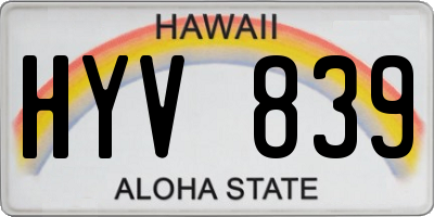 HI license plate HYV839