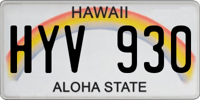 HI license plate HYV930