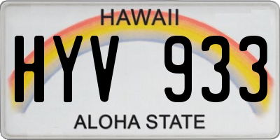 HI license plate HYV933