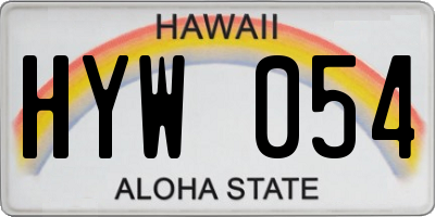 HI license plate HYW054