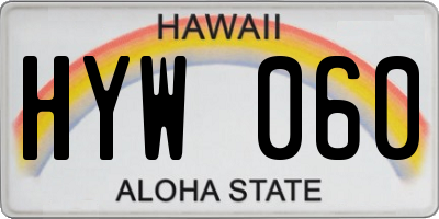 HI license plate HYW060