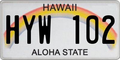 HI license plate HYW102
