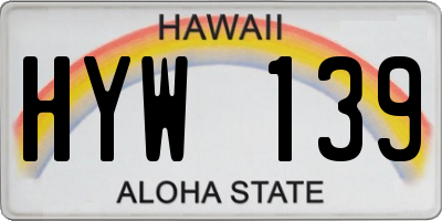 HI license plate HYW139