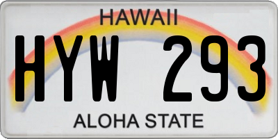 HI license plate HYW293