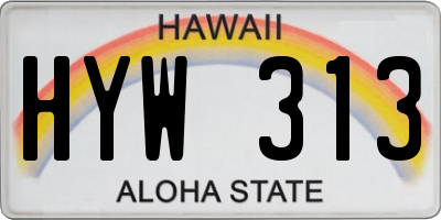 HI license plate HYW313