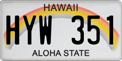 HI license plate HYW351