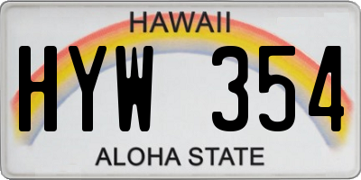 HI license plate HYW354
