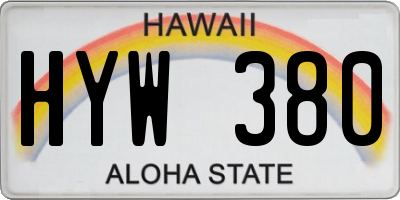 HI license plate HYW380